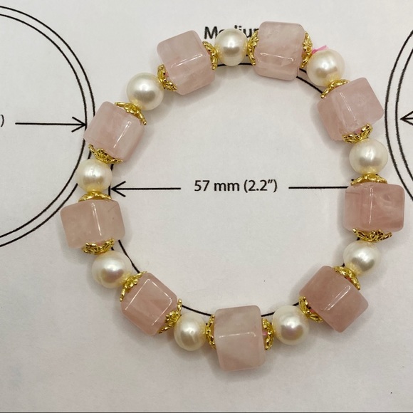 Nature Rose Quartz Pearl bracelet - Picture 9 of 11